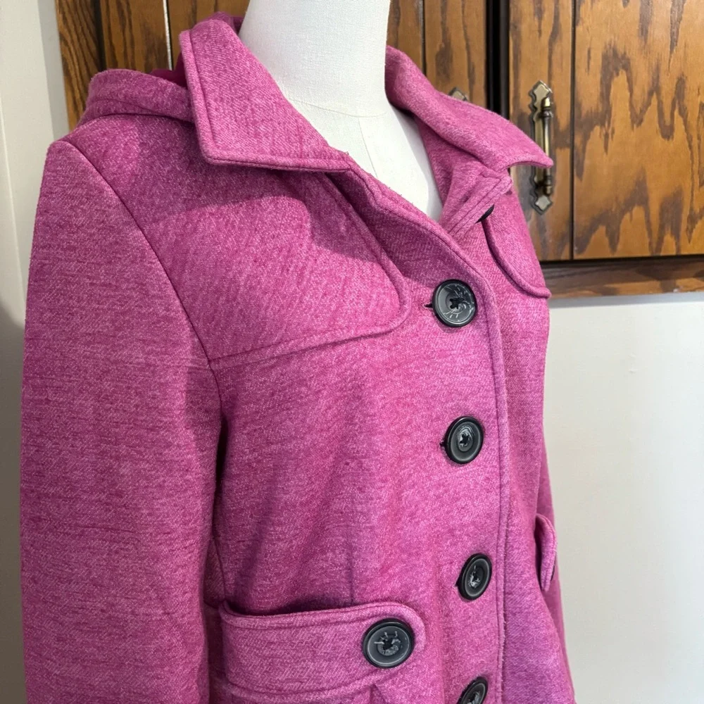 Purple Cotton Button Up Trench Coat Jacket Shacket Sweatshirt Size Large Y2K - Picture 3 of 11